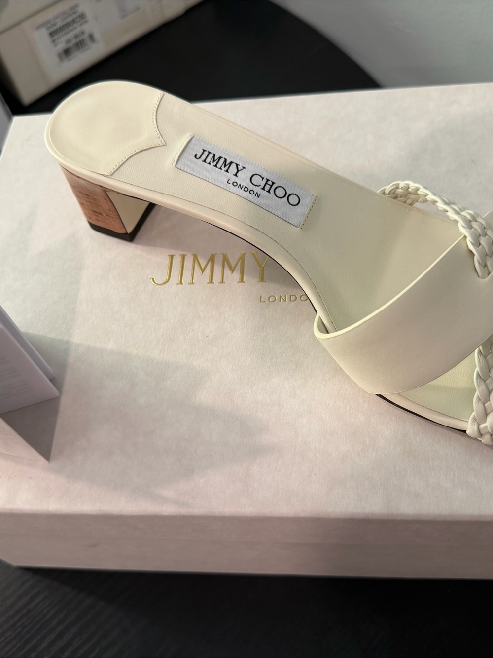 Jimmy Choo Latte Braided Leather Mule Sandals - Picture 3 of 3